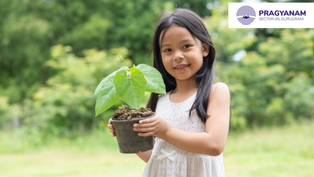 Child with plants in her hand